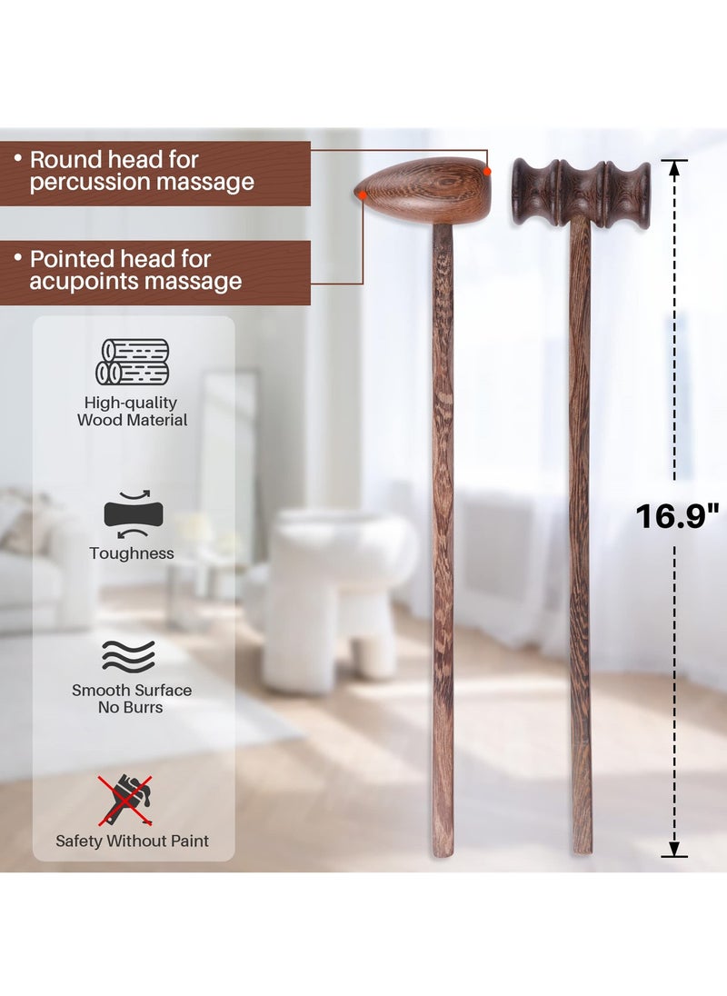 SYOSI - Wood Hammer Self Massage Tools, 2 Pack Handheld Therapy Stick for Back and Neck, Ideal Self-Massage Gift for Seniors - Image 1