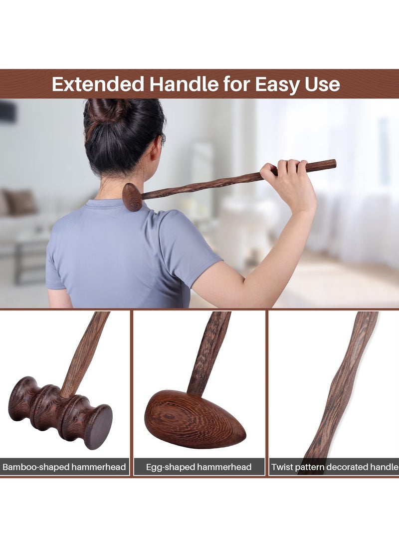 SYOSI - Wood Hammer Self Massage Tools, 2 Pack Handheld Therapy Stick for Back and Neck, Ideal Self-Massage Gift for Seniors - Image 1