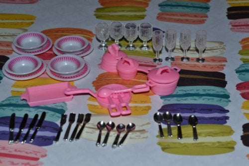 Gloria Dollhouse Furniture Accessories Plate Glasses Spoon Set - Image 1