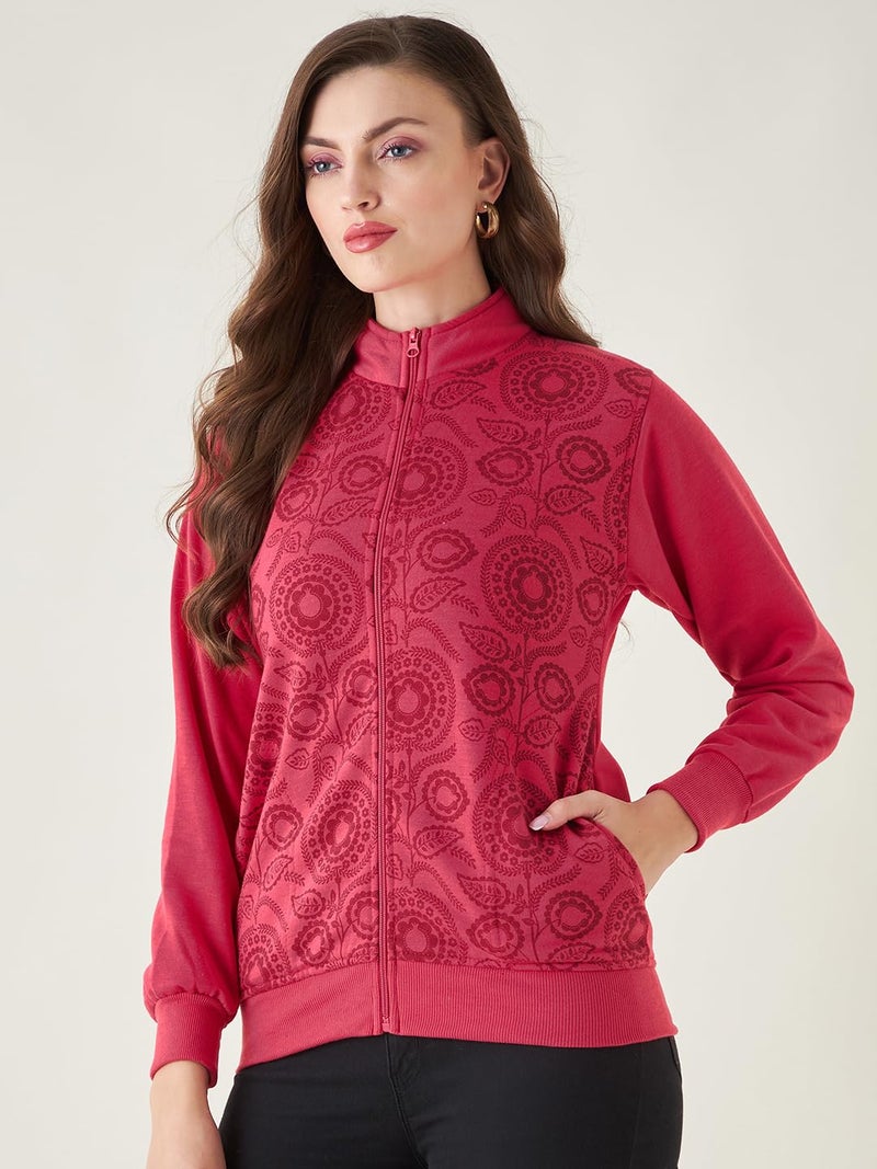 Pivl Women's Winter Printed casual Jacket_PINK_L - Image 3