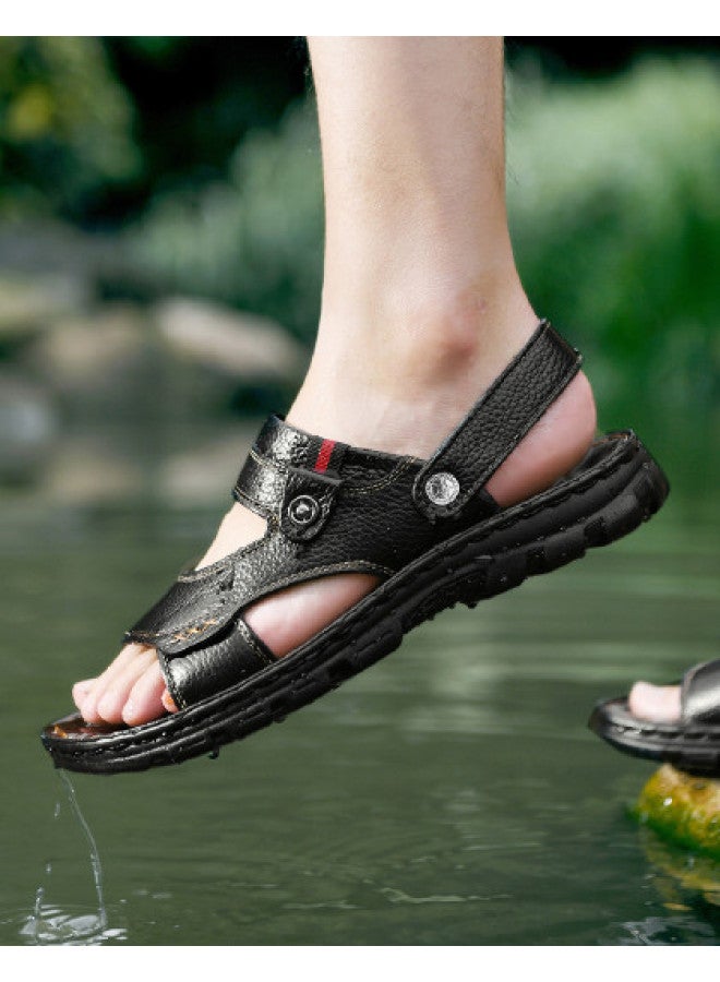 CARTELO Genuine Leather】 Men's Summer Beach Shoes, Outdoor Sandals, Genuine Leather Breathable Sandals For Men - Image 1