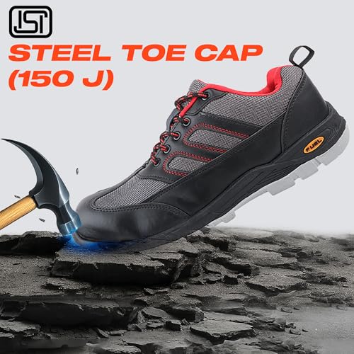 FUEL Armour 4 DD Breathable ISI Marked Synthetic Fabric 140 J Steel Toe Cap Safety Shoes for Men's with Double Density Rubberized PVC Sole (Grey-9UK) - Image 2