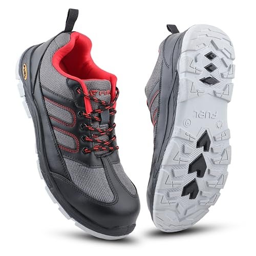 FUEL Armour 4 DD Breathable ISI Marked Synthetic Fabric 140 J Steel Toe Cap Safety Shoes for Men's with Double Density Rubberized PVC Sole (Grey-9UK) - Image 1
