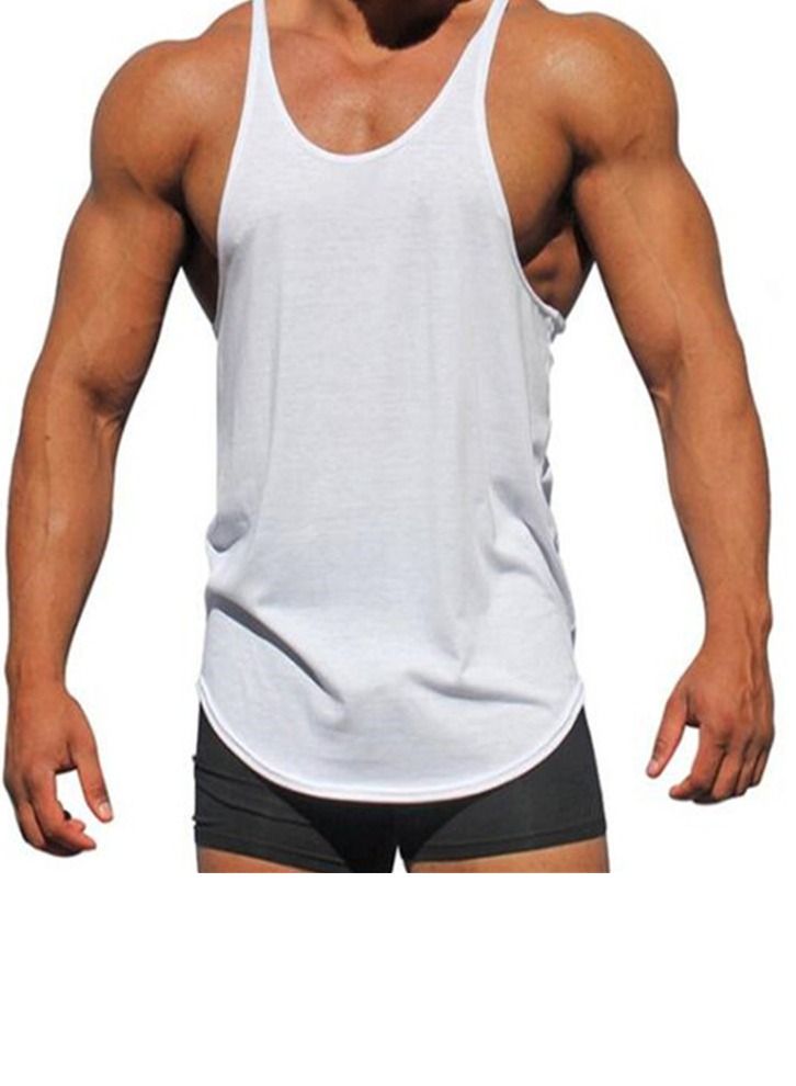 Loquat Solid Color Thin Belt Sports Vest White  - Image 1