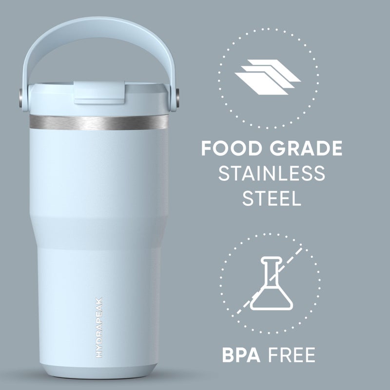 Hydrapeak Hydrapeak Nomad 24 oz Tumbler with Handle and Sip Lid  Leakproof Tumbler  Tumbler Lid  Double Insulated Tumblers  24oz Double Insulated Cup  Stainless Steel (Powder Blue)  - Image 4