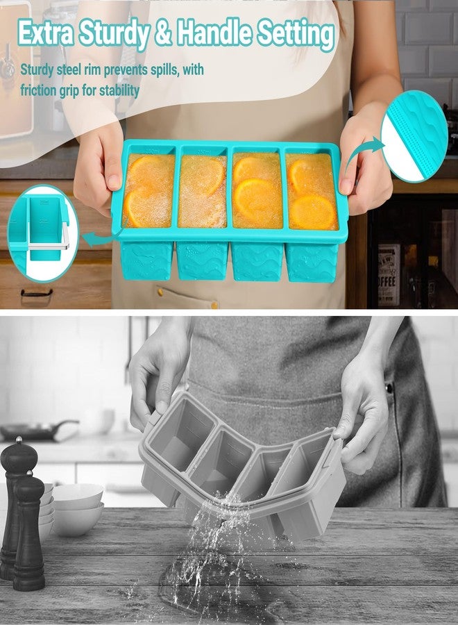 Doasuwish Silicone Freezer Tray for Soup Sauce Cube 2Pcs (Blue+Orange) - Image 4