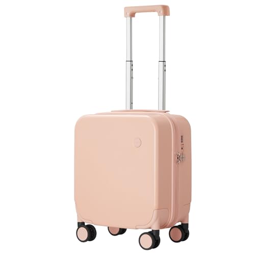mixi 14 Inch Underseat Luggage Carry on Suitcase Free Boarding Personal Item Suitcases with Spinner Wheels Hardshell Lightweight PC for Short Travel, Pink - Image 1