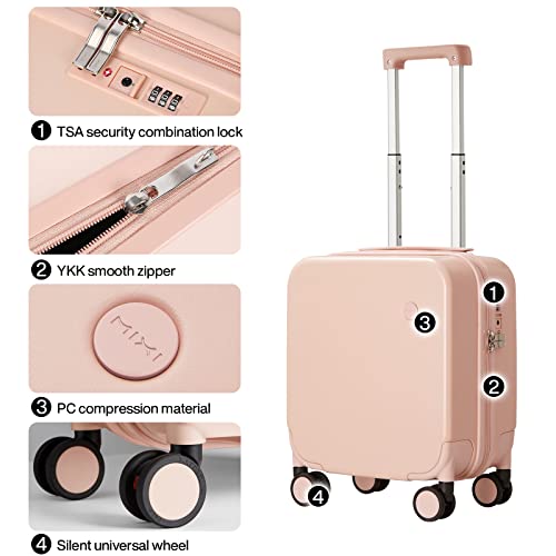 mixi 14 Inch Underseat Luggage Carry on Suitcase Free Boarding Personal Item Suitcases with Spinner Wheels Hardshell Lightweight PC for Short Travel, Pink - Image 4