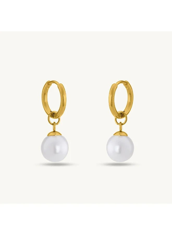 Palmonas 18K Gold Tone Plated Pearl Orbit Earrings For Women - Waterproof & Anti-Tarnish