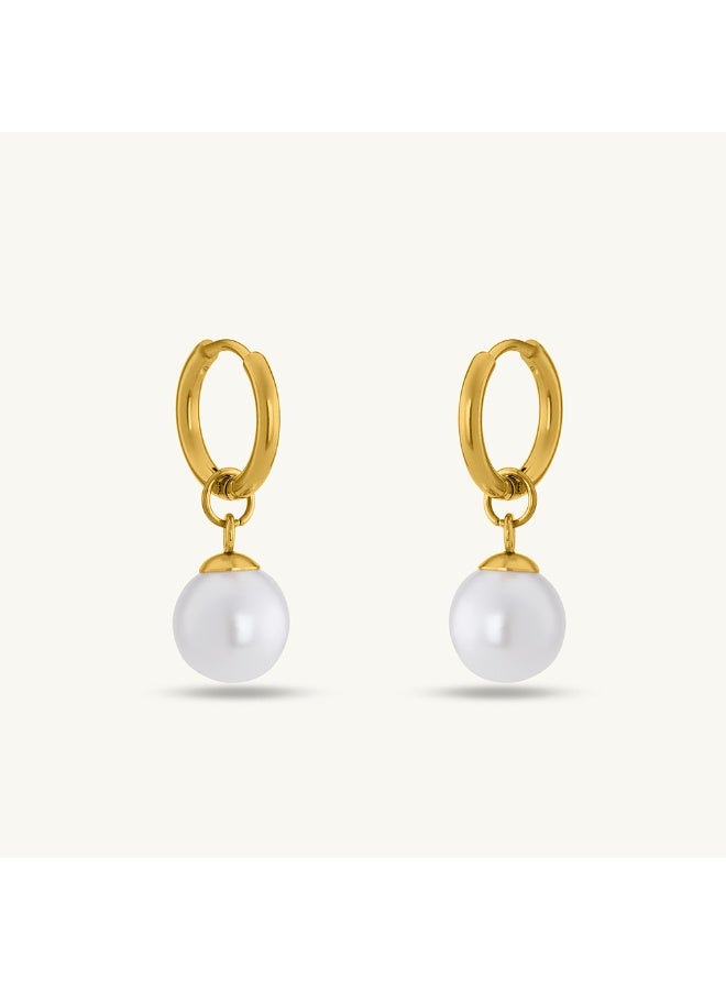 Palmonas 18K Gold Tone Plated Pearl Orbit Earrings For Women - Waterproof & Anti-Tarnish - Image 1