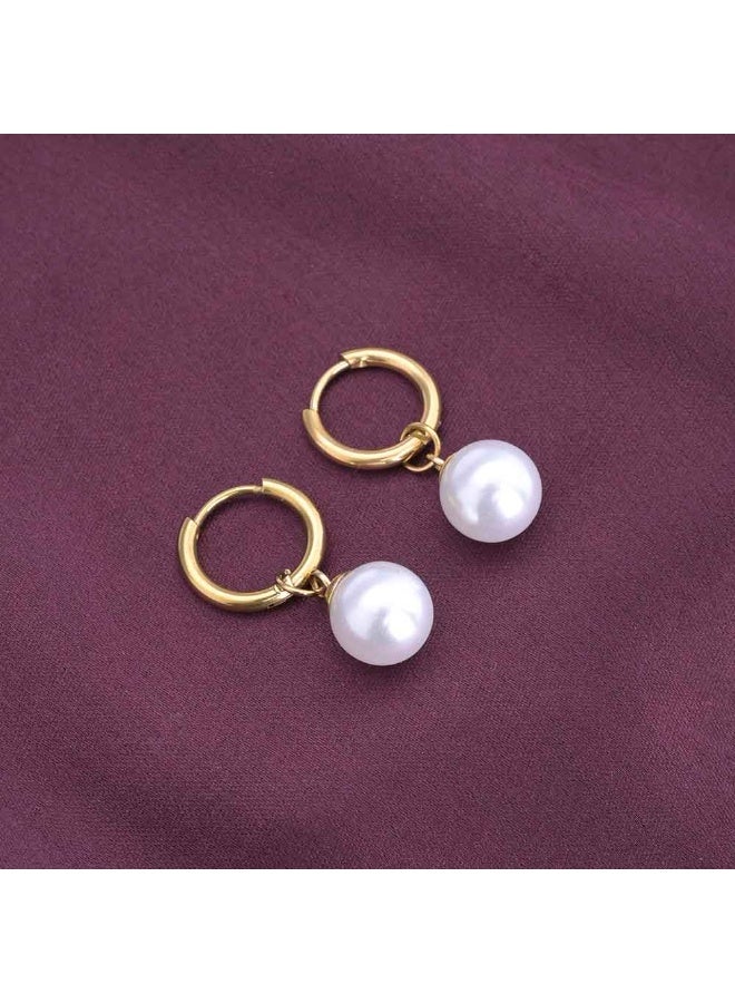 Palmonas 18K Gold Tone Plated Pearl Orbit Earrings For Women - Waterproof & Anti-Tarnish - Image 4