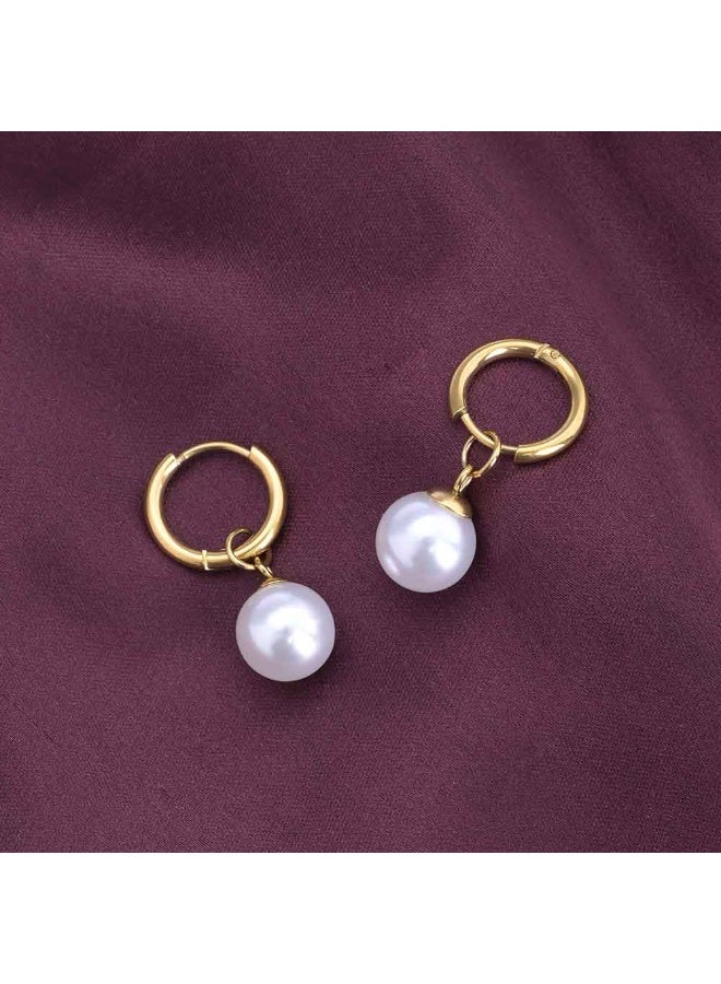 Palmonas 18K Gold Tone Plated Pearl Orbit Earrings For Women - Waterproof & Anti-Tarnish - Image 3