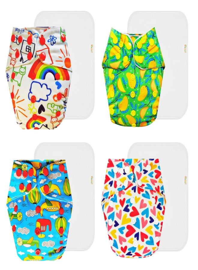 حفاضات دمبلدو القماشية الممتازة مع حشوة قطنية (عبوة من 4) | مضادة للحساسية | وسادة ماصة بست طبقات | سريعة الجفاف | مثالية للأطفال الصغار | من 3 أشهر إلى 3 سنوات | للجنسين - Image 1