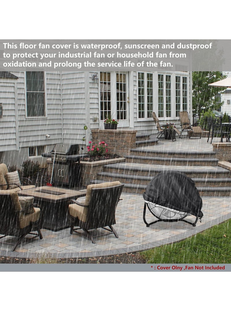 Industrial Fan Cover Waterproof and Dustproof Cover for Most 18" 20" High Velocity Electric Industrial and Home Floor Fan Household Fan Cover For Outdoor Black 24"x7.5"x24" - Image 2