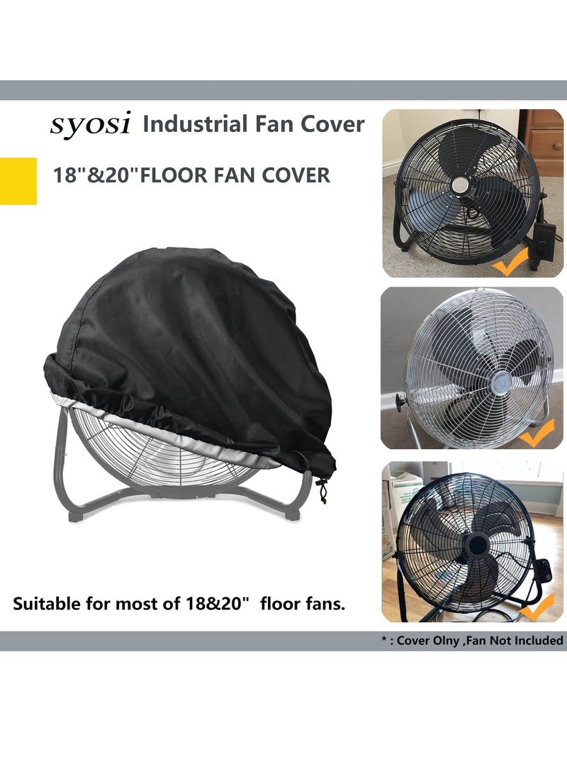 Industrial Fan Cover Waterproof and Dustproof Cover for Most 18" 20" High Velocity Electric Industrial and Home Floor Fan Household Fan Cover For Outdoor Black 24"x7.5"x24" - Image 4