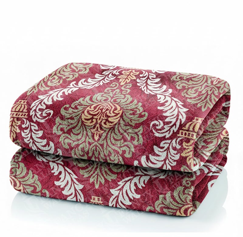 Fancy Walas 220 GSM Velvet Fur Flannel AC Blanket Double Bed Winter Blanket, Printed AC Blanket, King Size (230 x 230 Cm or 90 x 90 Inch) - Super Soft Lightweight, Plush, Fluffy (Maroon Design) - Image 1