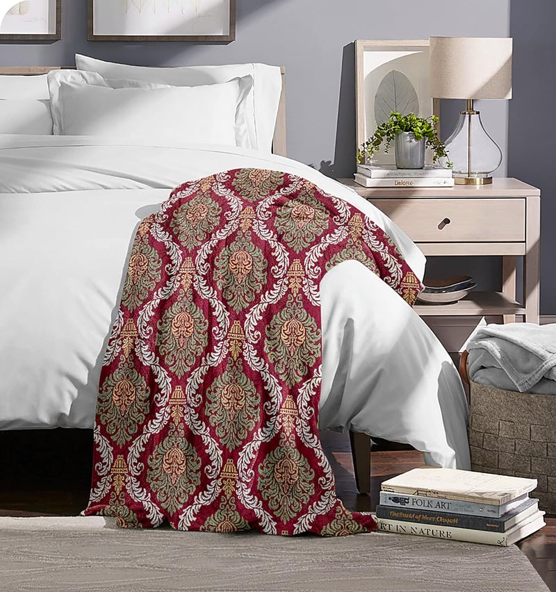 Fancy Walas 220 GSM Velvet Fur Flannel AC Blanket Double Bed Winter Blanket, Printed AC Blanket, King Size (230 x 230 Cm or 90 x 90 Inch) - Super Soft Lightweight, Plush, Fluffy (Maroon Design) - Image 5