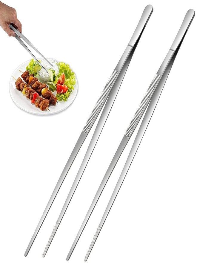 Miecux 2Pcs Stainless Steel Kitchen Tweezers, 12-Inch Culinary Fine Tweezer Tongs Food Tongs for Cooking Tongs with Precision Serrated Tips for Surgical & Sea Food (12-Inch/30CM) - Image 1