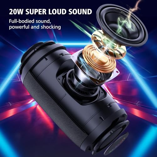 ZEALOT Portable Speaker 20W, Bluetooth Speaker Waterproof, Bocinas Bluetooth, IPX6 Waterproof, Wireless Pair, Clear Stereo Audio/BT5.2/ RGB Light/USB/TF, for Home/Outdoor/Beach - Image 3