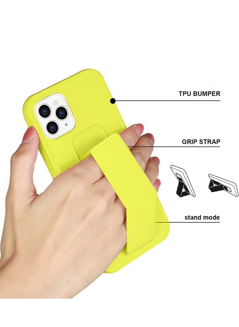 Techie غطاء سيليكون ناعم وسلس مع مقبض يد مغناطيسي وآلية داخلية من الألياف الدقيقة لجهاز آبل آيفون 15 برو - أصفر - Image 2