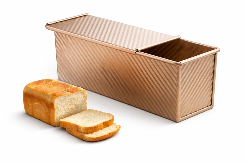Spmarkt Bread Pan, 13 * 5inch Aluminized Steel Non-Stick Rectangle Pullman Loaf Pan with Lid, Long Sourdough Bread Loaf Pan for Homemade, Deep Bread Tin with Dough Scraper Cutter - Image 1