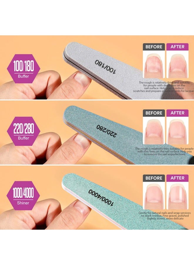 Teenitor Nail File Nail Buffer, 6 pcs Nail Files and Buffers for Natural Nails, Emery Boards for Nails, Nail Buffer and Shine Kit Nail Filer, Nail Buffer Block 100/180 Grit Nail Files Fingernail Files - Image 4