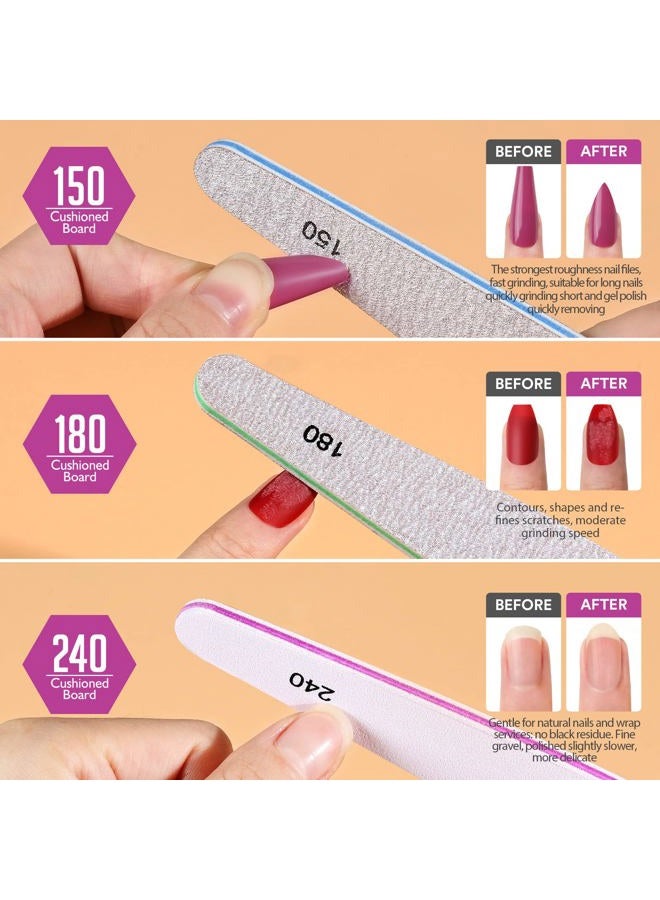 Teenitor Nail File Nail Buffer, 6 pcs Nail Files and Buffers for Natural Nails, Emery Boards for Nails, Nail Buffer and Shine Kit Nail Filer, Nail Buffer Block 100/180 Grit Nail Files Fingernail Files - Image 3
