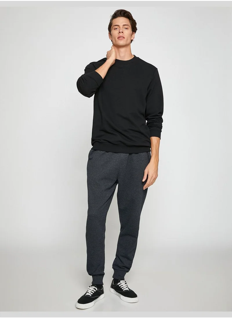 KOTON Basic Jogger Sweatpants Drawstring Pocket Detailed