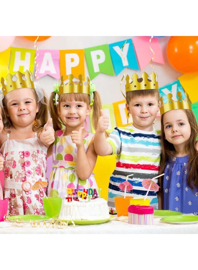 Aniann 28 Pack Gold Paper Crown Gold Foil Party Crown Hat Cap for Birthday Celebration Baby Shower Photo Props (2 Styles) - Image 4