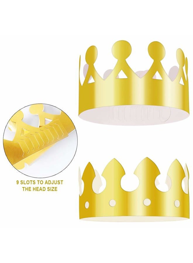Aniann 28 Pack Gold Paper Crown Gold Foil Party Crown Hat Cap for Birthday Celebration Baby Shower Photo Props (2 Styles) - Image 2