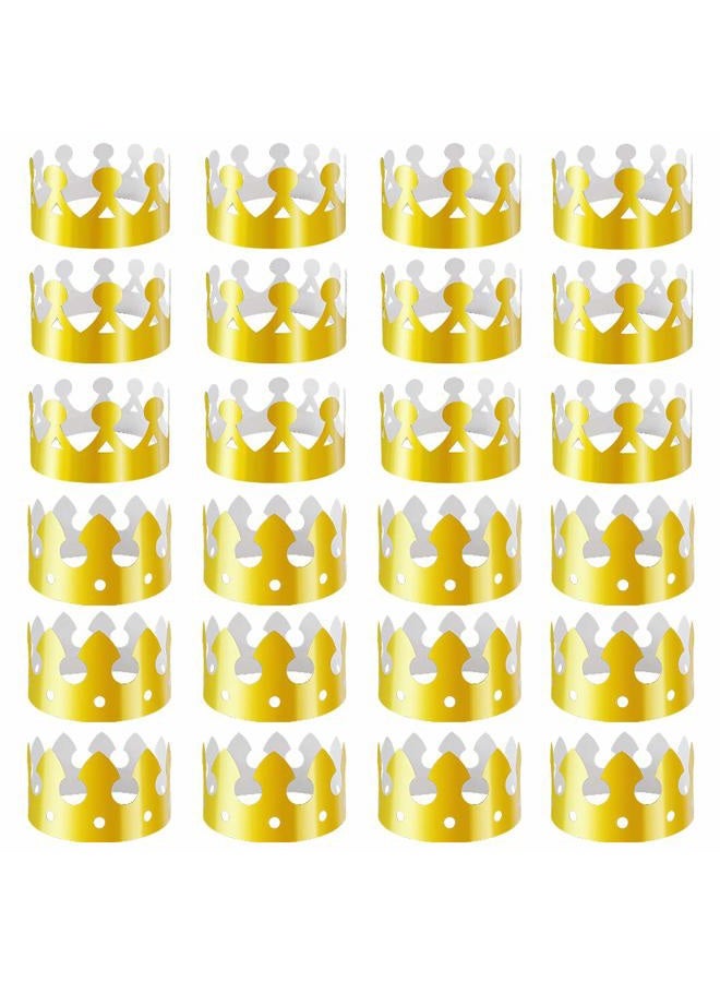 Aniann 28 Pack Gold Paper Crown Gold Foil Party Crown Hat Cap for Birthday Celebration Baby Shower Photo Props (2 Styles) - Image 1