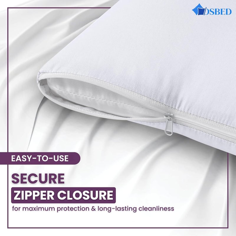 OSBED Cotton Pillow Protectors - 4 Pack Zippered Covers for Bed Bug & Allergen Protection - Image 3