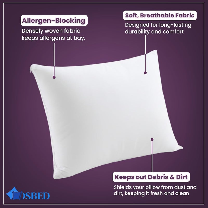 OSBED Cotton Pillow Protectors - 4 Pack Zippered Covers for Bed Bug & Allergen Protection - Image 4