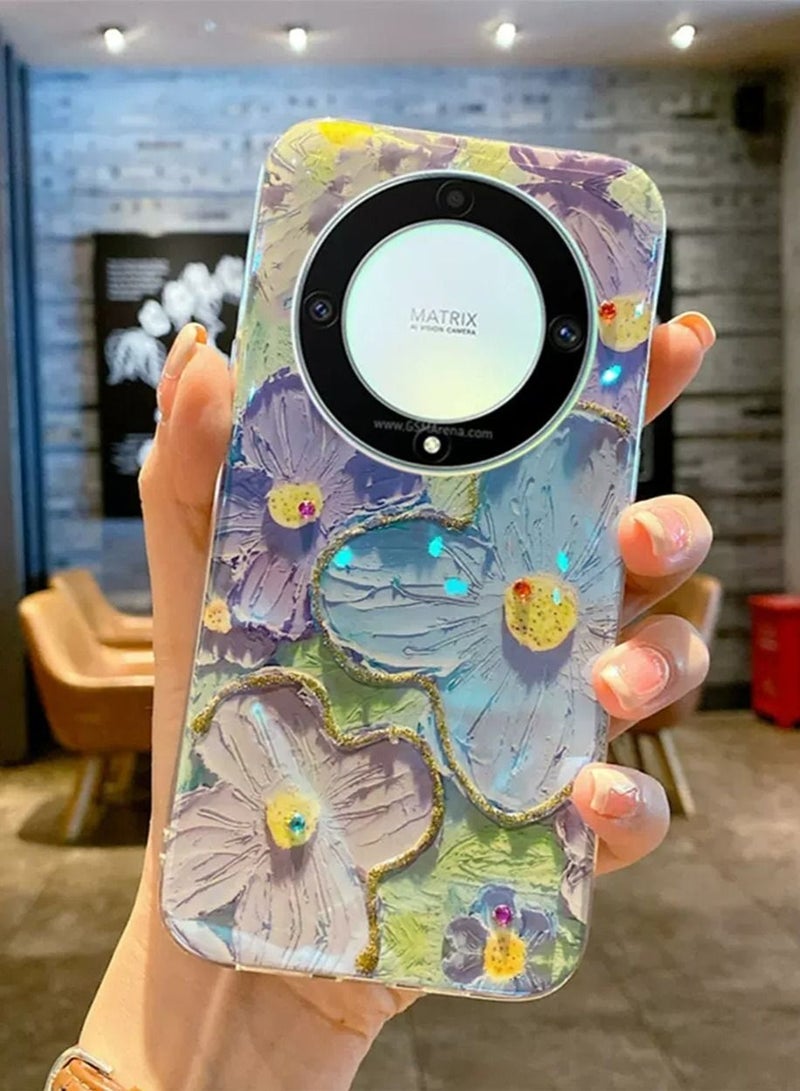Honor X9a Flower Case Cover Design for Girls Women, Shockproof Floral Pattern Back Cover for Honor X9a Phone Accessories Cmaera len Protector  - Image 2