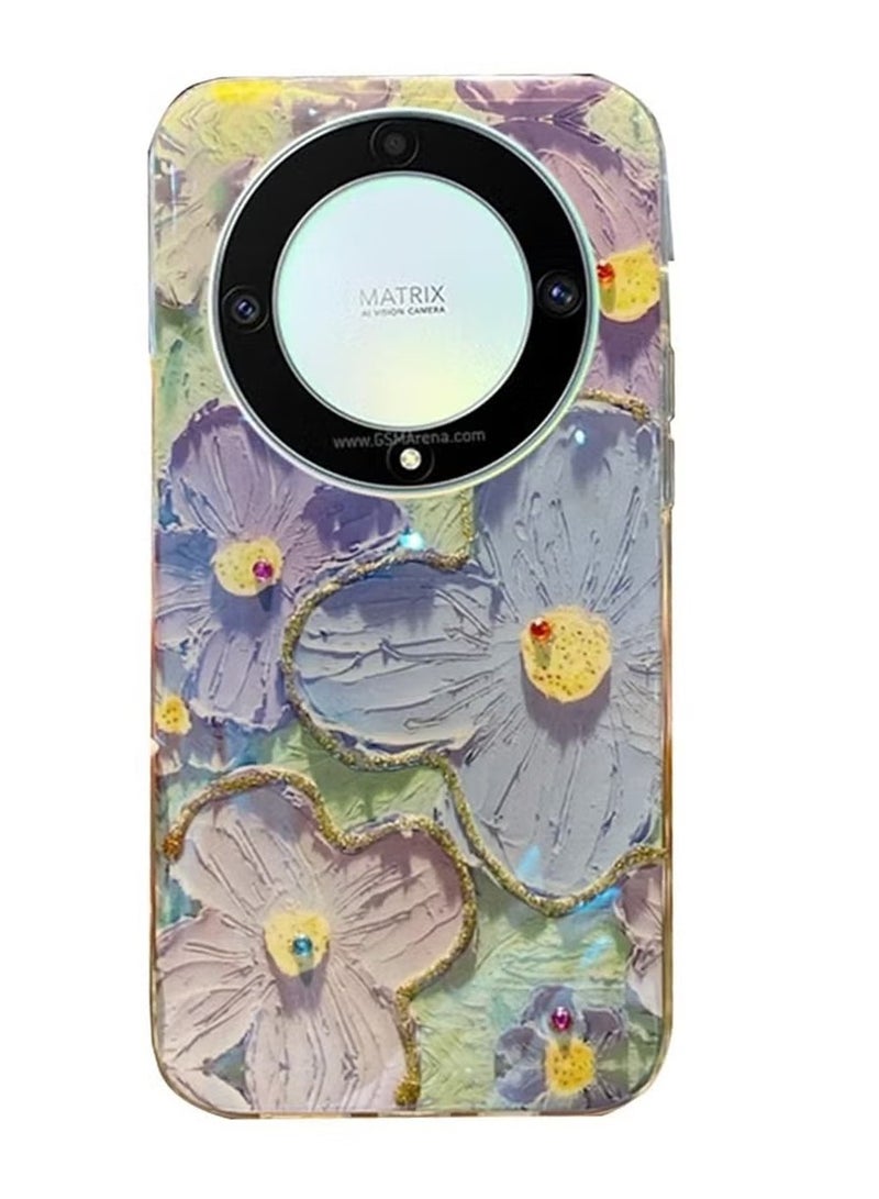 Honor X9a Flower Case Cover Design for Girls Women, Shockproof Floral Pattern Back Cover for Honor X9a Phone Accessories Cmaera len Protector  - Image 1