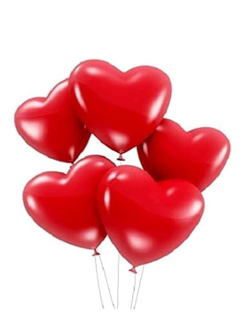 5 Pieces Red Heart Party Balloons One Size