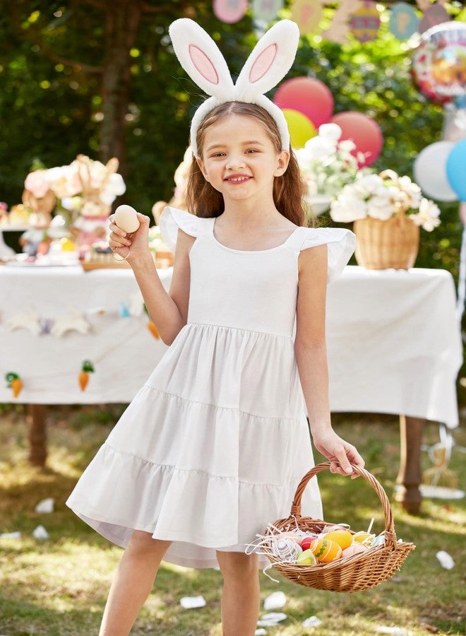 Arshiner Toddler Summer Dress Cotton Formal Wedding Boho Beach Casual Sundress White 4t - Image 3