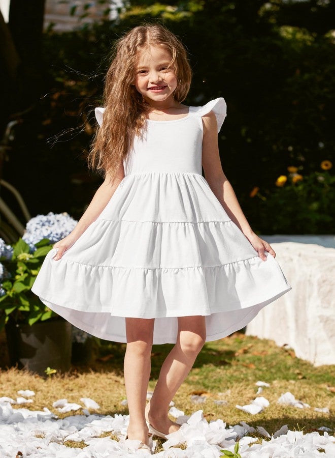 Arshiner Toddler Summer Dress Cotton Formal Wedding Boho Beach Casual Sundress White 4t - Image 5