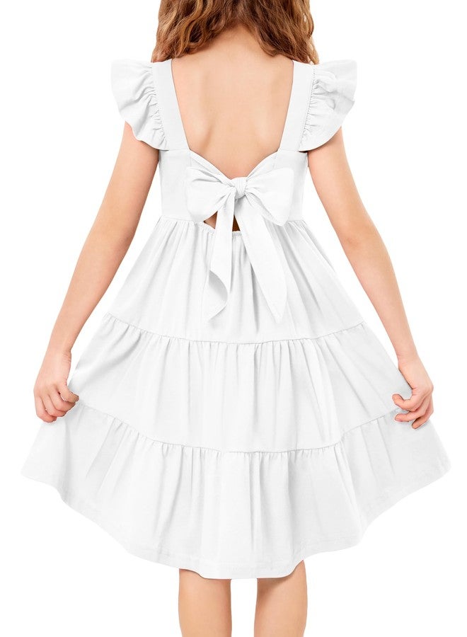 Arshiner Toddler Summer Dress Cotton Formal Wedding Boho Beach Casual Sundress White 4t - Image 1