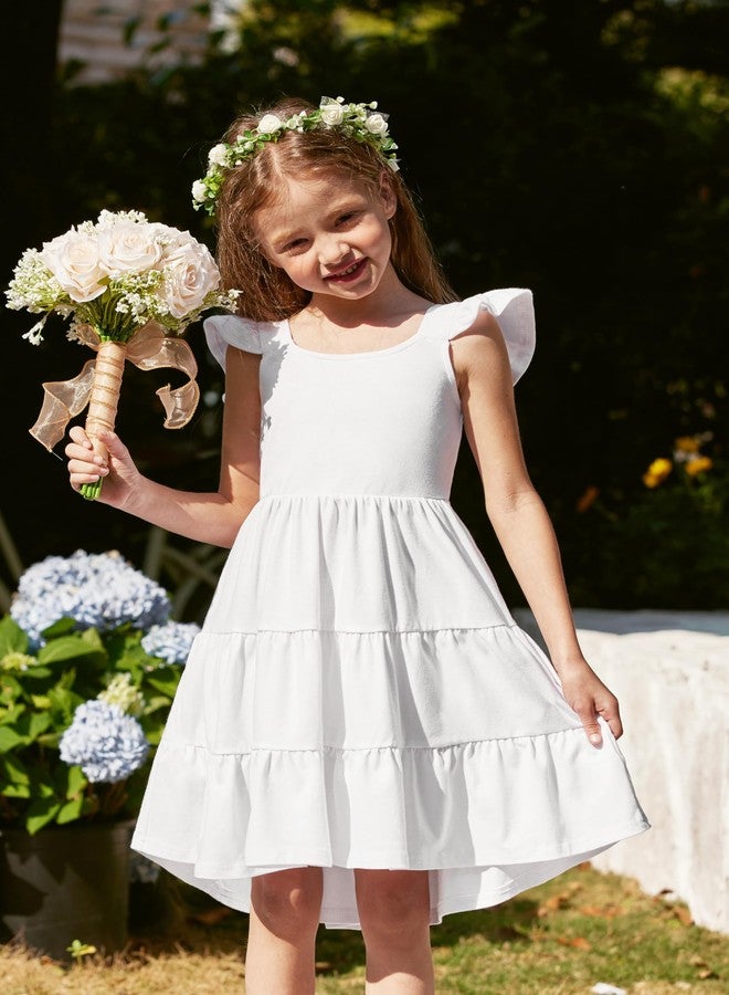 Arshiner Toddler Summer Dress Cotton Formal Wedding Boho Beach Casual Sundress White 4t - Image 2