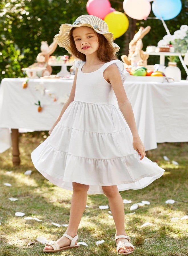 Arshiner Toddler Summer Dress Cotton Formal Wedding Boho Beach Casual Sundress White 4t - Image 4