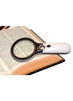 Magnifier 3 Led Light,3X 45X Handheld Magnifier Reading Magnifying Glass Lens Jewelry Loupe White And Black