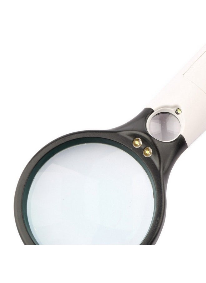 LUVINA - Magnifier 3 Led Light,3X 45X Handheld Magnifier Reading Magnifying Glass Lens Jewelry Loupe White And Black - Image 1
