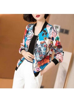 Generic 2024 Summer New Large Size Loose Fit Jacket Cardigan Top Short Jacket Trendy Printing Sun Protection Baseball Uniform For Women 3063# 