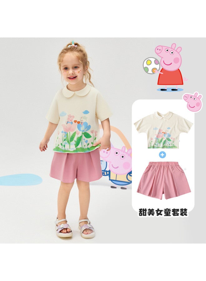 peppa Pig Summer Lightweight Short-sleeve Set Baby Cartoon Outfit - Image 2