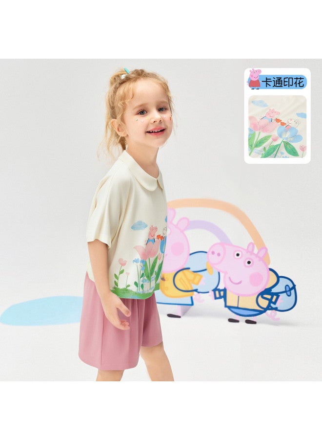 peppa Pig Summer Lightweight Short-sleeve Set Baby Cartoon Outfit - Image 3