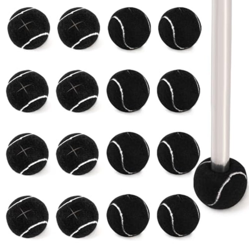 24 Pcs Precut Tennis Balls for Walkers, Heavy Duty Glide Balls, Long Lasting for Chair, Desk, Furniture Legs, Floor Protection Black - Image 1