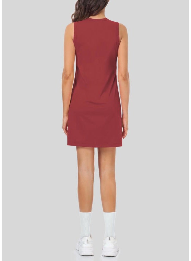 Hiverlay Tank Dress for Women UPF50+ Lightweight Workout Casual Dress, Wine Red, M - Image 2