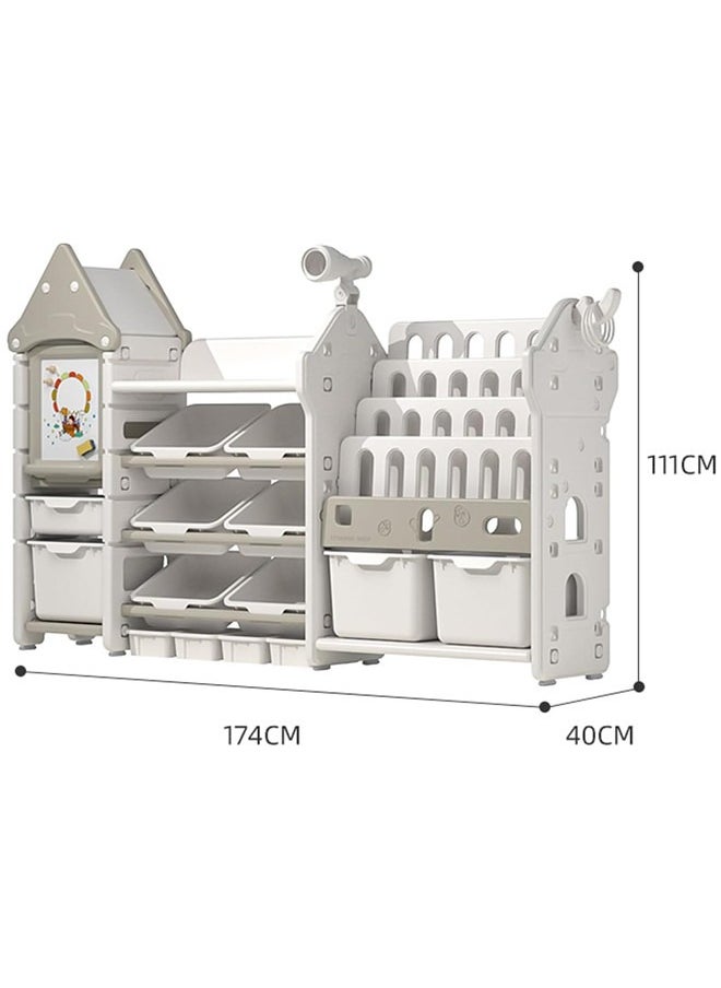 Beauenty Multipurpose Children Bookshelf With 4-Tier Shelf&10 Removable Plastic Bins,Toddler Bookcase Toys Organizer For Playroom,Bedroom,Daycare,Nursery  - Image 2
