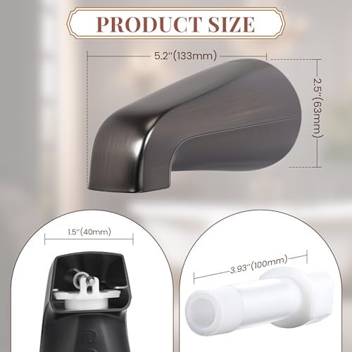 Dreyoo Tub Spout Universal Fits 12 Copper Pipe 12 IPS and 34 IPS Bathroom Bathtub Faucet with Adapters and Hex WrenchOil Rubbed BronzeWithout Diverter - Image 3